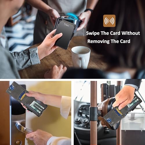 Image of umoven Wallet for Men - with Money Clip Slim Leather Slots Credit Card Holder RFID Blocking Bifold Minimalist Wallet