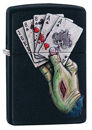 Zippo Dead Mans Hand Design Black Matte Pocket Lighter, One Size