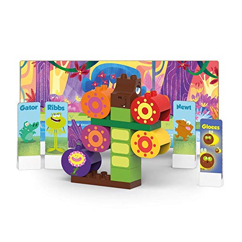BiOBUDDi Swampies BB-0146 Draco - Juego de construcción biológica para encajar, compatible con otras marcas, fabricado en plástico ecológico, 18 bloques de sujeción, fondo de juego y figuras de cartón