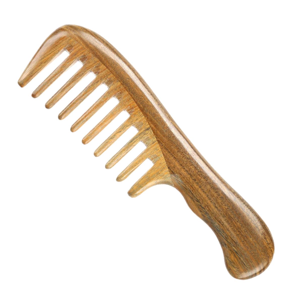 Peigne en Bois de Santal Portable et Démêlant à Dents Larges et Denses pour Massage Naturel des Cheveux pour Usage Quotidien à Domicile