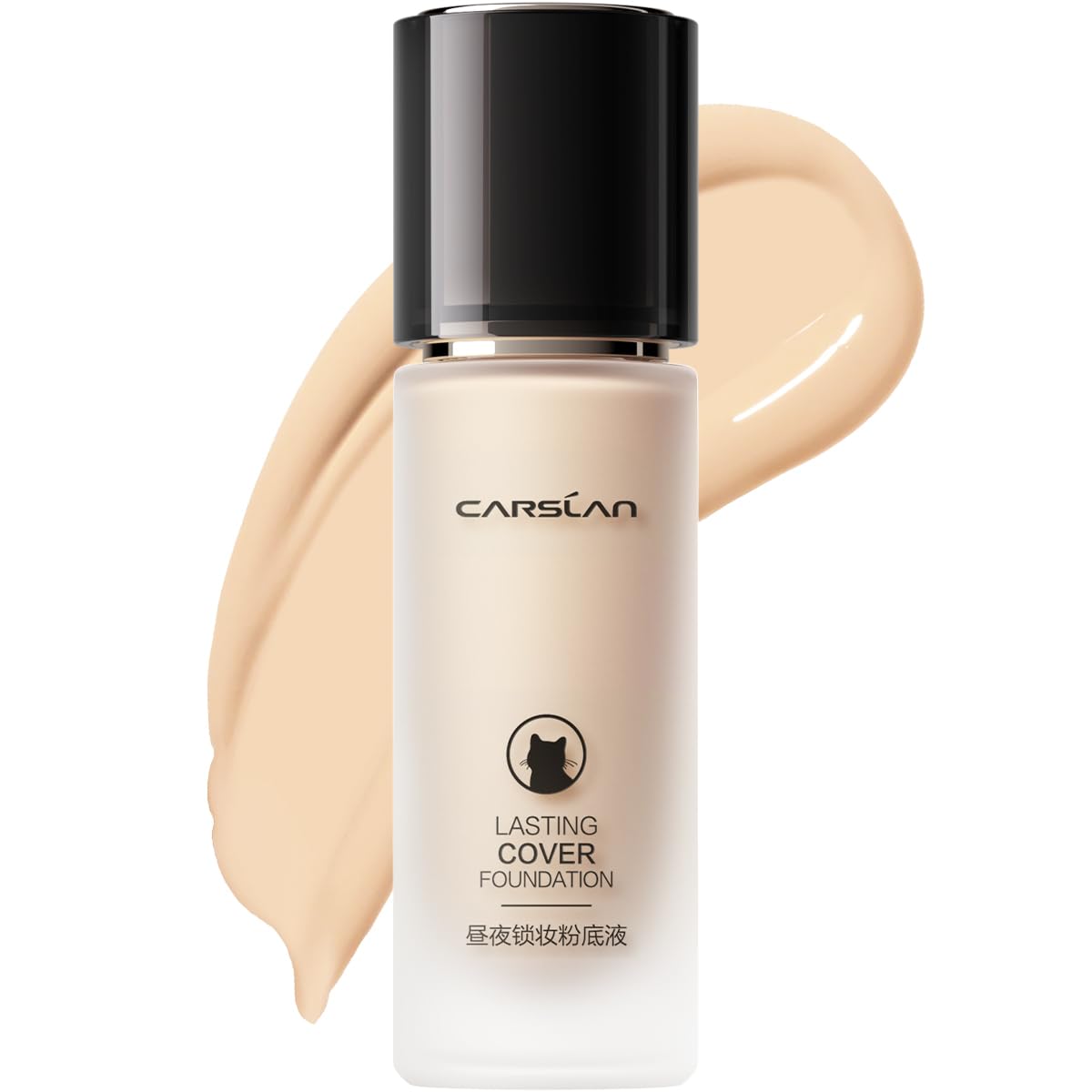 CARSLAN Lasting Cover Foundation, 24H Longlasting Full Coverage Matte Finish Face Makeup, Poreless, Lightweight, Waterproof, Oil Free Liquid