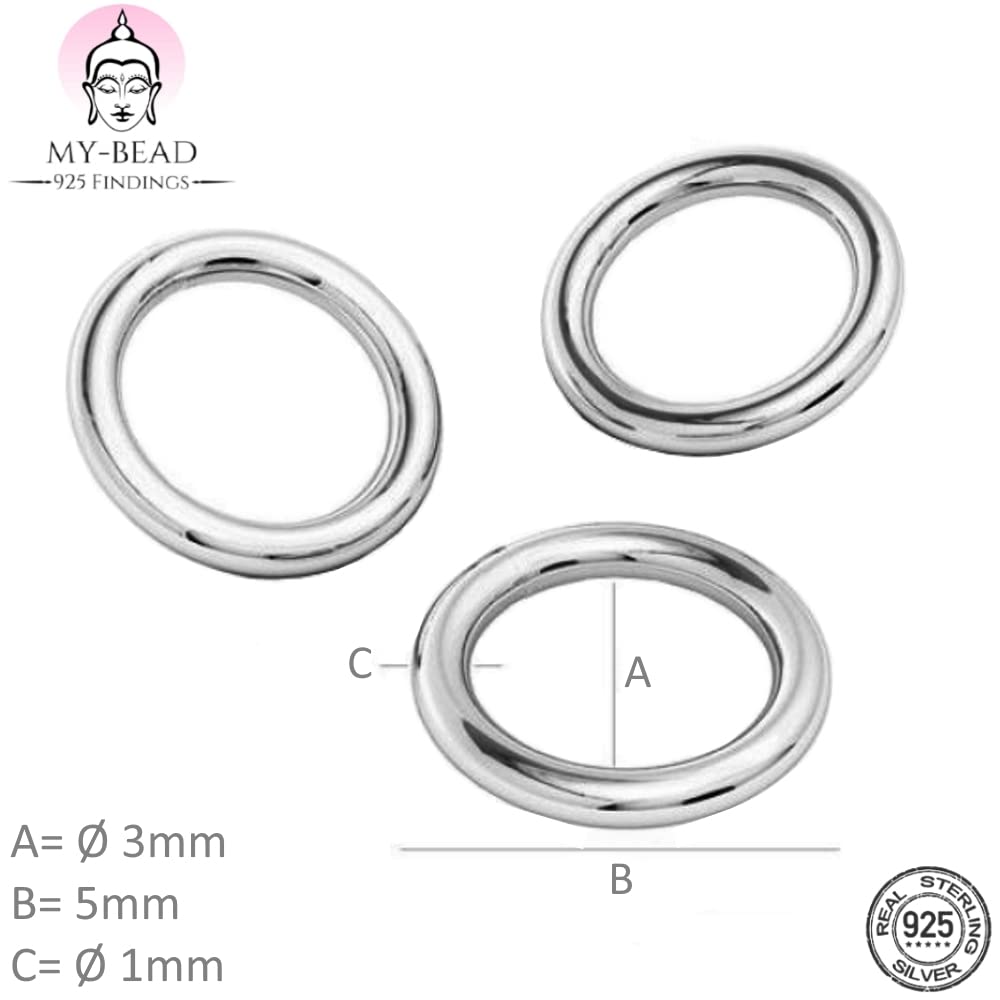 My-Bead 6 Pièces Bélière Coupelle 12mm Argent 925 Sans Nickel Pour Perles Et Pierres 1mm Pin