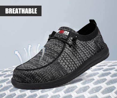 Image of LARNMERN Slip On Steel Toe Shoes Men Loafers Work Safety Tennis Sneakers | Lightweight, Comfortable, Walking, Wide, Hands Free, Lounging, House, Mechanic, Construction, Casual, Dress, Office, 0utdoor