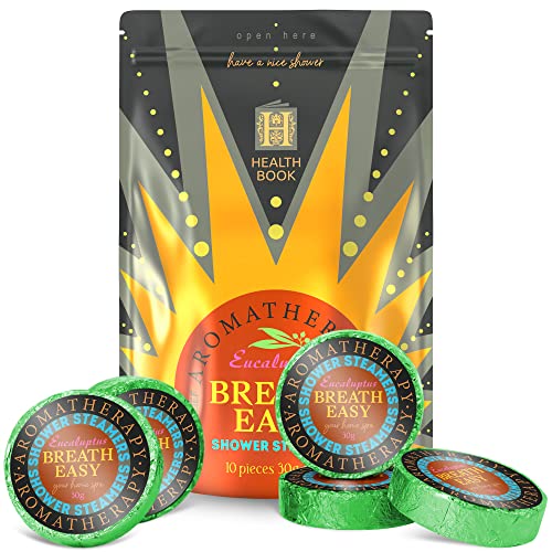 Health Book - Eucalyptus Shower Steamer - for Aromatherapy Shower - Shower Bombs for Sinus Relief - Shower Tablets with Natural Essential Oil for Nasal Congestion - 10 pk - Shower Steamers Eucalyptus