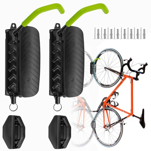 Mucek Schwenkbare Fahrrad Wandhalterung, 2 Stück Fahrradhalterung Wand, Vertikaler Fahrradständer für Garage, Fahrrad Aufhängung Belastbar bis 30kg, für Garagen und Innenräume