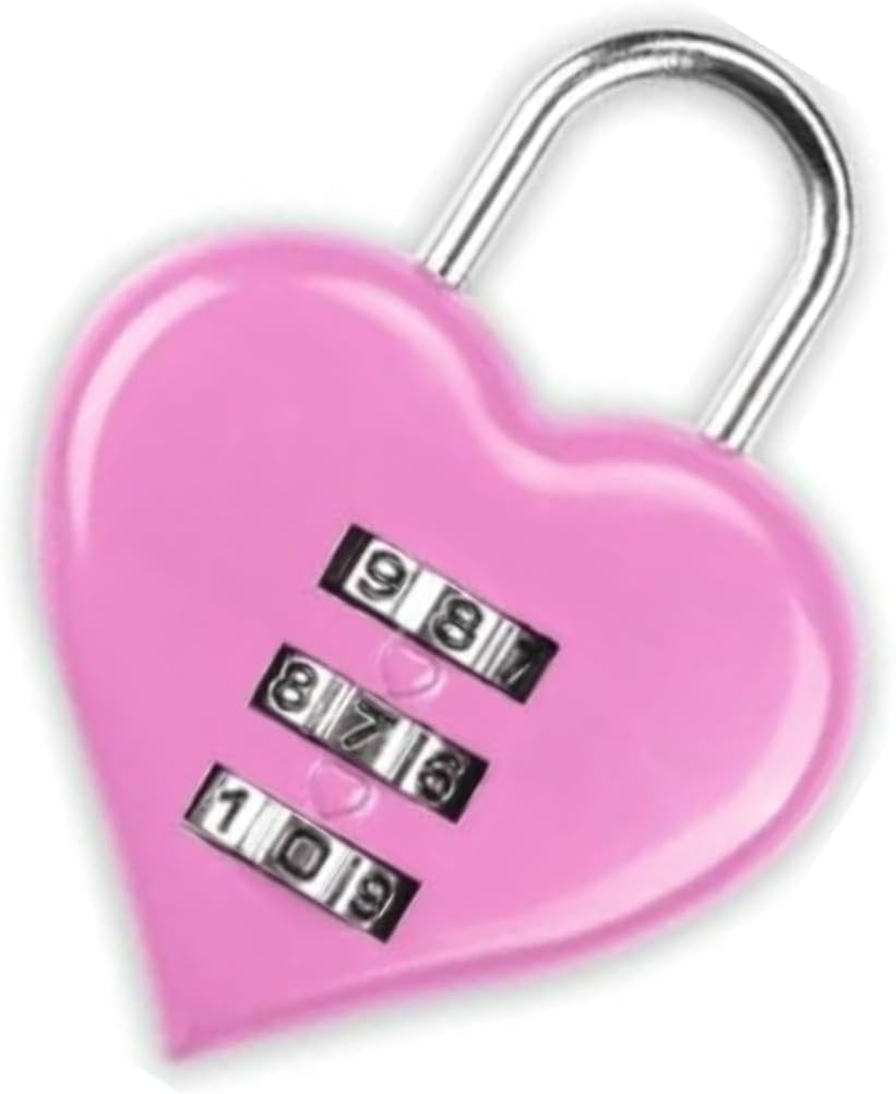 Gammaeon Pink Combination Lock, 2025 Upgraded Heart Shape 3 Digital Password Padlock, Mini Outdoor Combo Gate Lock For School Gym Locker, Fence Gate, Toolbox, Employee Hasp Locker Combination Padlocks Hasps
