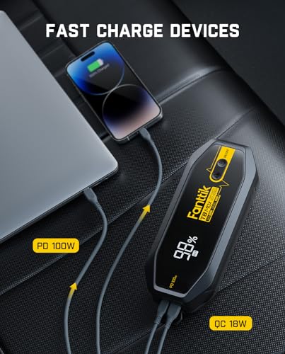 FANTTIK T8 MAX 4000 Amp Jump Starter, 24000mAh Car Battery Pack for Up to 10.0L Gasoline and 8.0L Diesel Engines with LED Display,100W Fast Charging, 12V Extreme Safe Lithium Portable