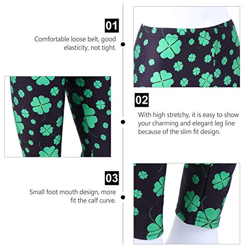 ABOOFAN 1 par Trevo Print St. Patricks Day Leggings Mulheres Moletom Calças de Ioga