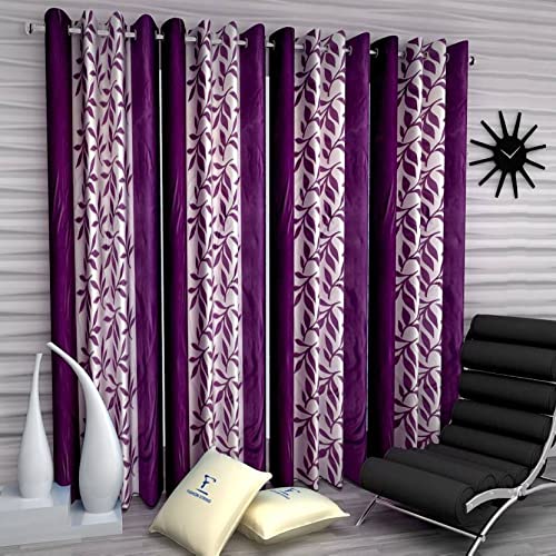 RH Home Product Polyester Printed Curtain (Size_4 X 7 Feet, Purple)(PCSS of 4PCS)
