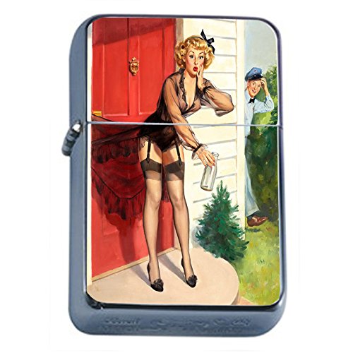 Encendedor vintage retro metálico estilo pin up miniatura 1