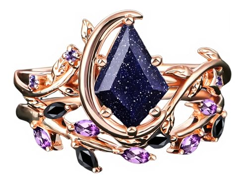 Genuine Green Moss Agate Ring Set For Women Unique Leaf Art Deco Kite Shaped Gemstone Bridal Ring Set Anniversary Wedding Jewelry Gifts4