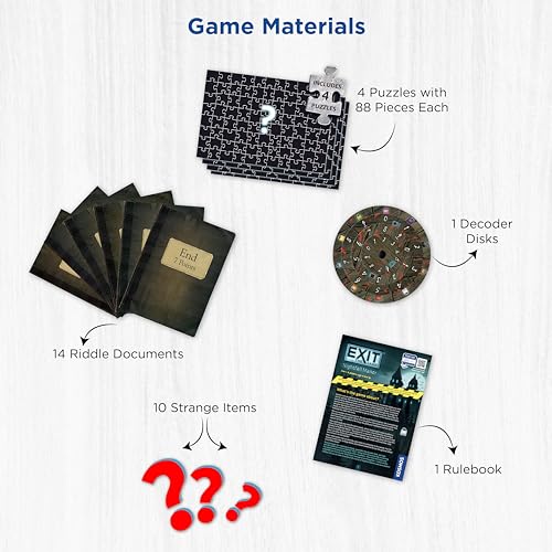 Thames & Kosmos Exit: Nightfall Manor, Escape Room Game Con 4 Puzzle, Giochi Per Famiglie Per La Notte Di Giochi, Giochi Da Tavolo Per Adulti E Bambini, Da 1 A 4 Giocatori, Età 10+ - 4