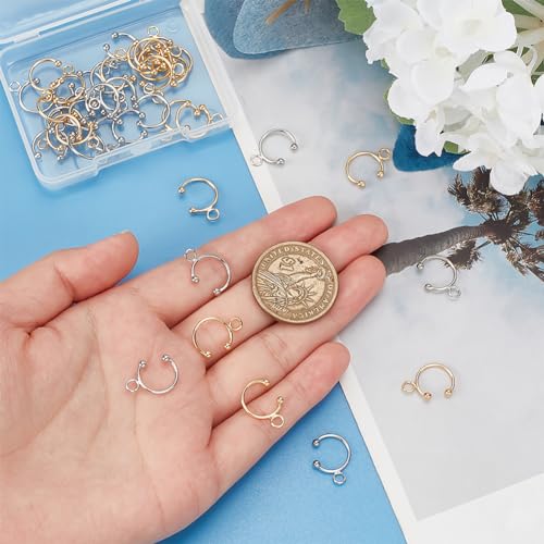 UNICRAFTALE 40Pcs 2 Colors DIY Ear Cuff Brass Earring Cuffs Tassel Ear Wrap Earring Cuffs Accessories 16mm Long C-Shape Ear Cuff for Non Piercing Earring Making - Image 2