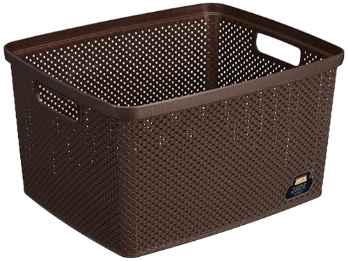 Image of Aristo 222 Jade Baskets for Saree and Cloths without Lid for Storage Baskets for Fruit Vegetable Bathroom Stationary Home Basket with Handle (20.5) ltr -Color May Vary