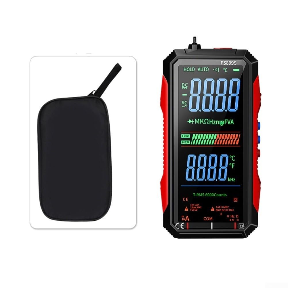 Digital Multimeter, FS899S Full Screen Colour Display for SMART Auto-Ranging Voice Multimeter for Electrical Testing Measurement(FS899S+bag)