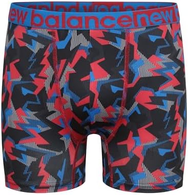 New Balance Boys' 3.5" Underwear, Performance Boxer Briefs (4 Pack), Team Red Thunderbolt Camo/Blue Graphite/Team Red/Black, Large - 1