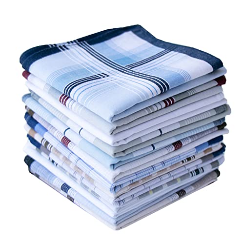 Mens Cotton Handkerchiefs Checkered Pattern Handkerchief Plaid Pocket Square Hankies Assorted 3Pcs #TOP5