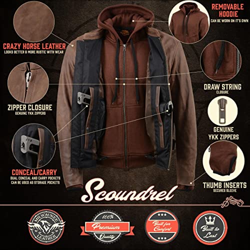 Image of Milwaukee Leather Men's Premium Leather Motorcycle Riders Vented Jacket with Removable Hoody Liner