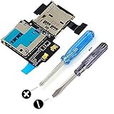 Sim Tray for Samsung Galaxy S4 i9505 Sprint SD Card Reader Holder Slot Flex Cable Replacement Part with adhesive underside incl 2x screwdriver MMOBIEL