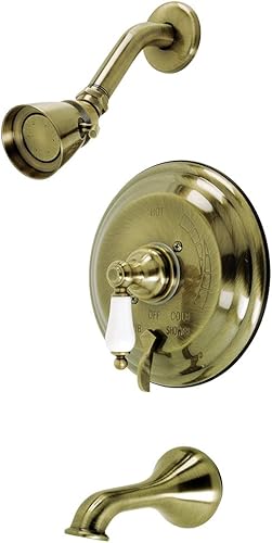 Miniatura 6 de Kingston Brass KB36350PL Grifo de restauración para bañera y ducha con manija de palanca de porcelana, bronce aceitado