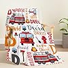 Personalized Fire Truck Baby Blanket,Firefighter Firetruck Custom Blanket for Boys Girls,Soft Customized Fire Truck Receiving Blanket,Best Gifts for Baby Shower/Birthday/Truck Car Lover 40"x50"(Kid) #4