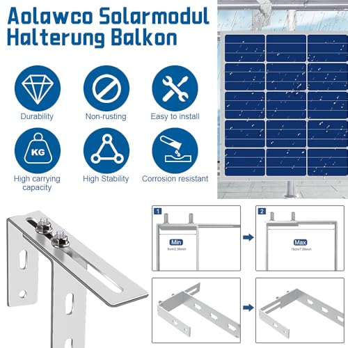 Lotvic 2 Stück Solarpanel Halterung Haken, Balkonkraftwerk Halterung, Halterung Haken für Balkon mit Schrauben, Balkon & Flachdach Universal PV Modul Halterung Haken, für Befestigung Solarmodul