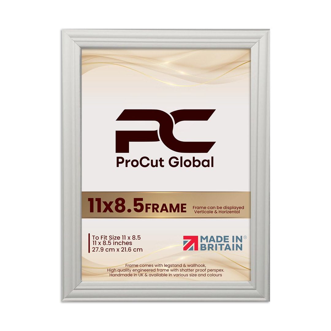 Procut Global 11X8.5 Light Grey Picture Frames - Classic Wooden Photo Frame with Shatterproof Perspex for Wall or Tabletop - Perfect for Posters, Certificates & Prints - Sizes & Colors Available โ image 1