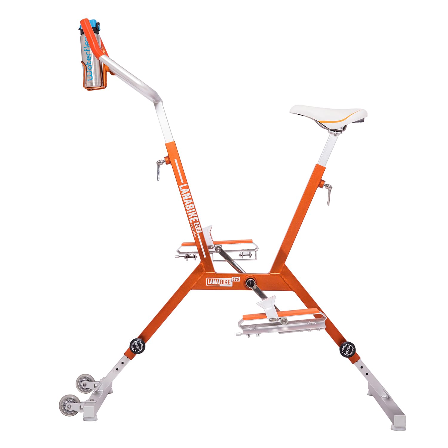 Aquabike Lanabike - Vélo Aquatique pour Piscine - Tout Bassin - Selle Ergonomique - Guidon Sport - Pédales Antidérapantes - Réglages Click & Turn - Orange - Waterflex, Large, (WX-LANA2-OR)
