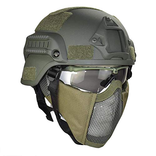 Masque tactique paintball anti-buée et casque Mich 2000 ensemble complet de protection