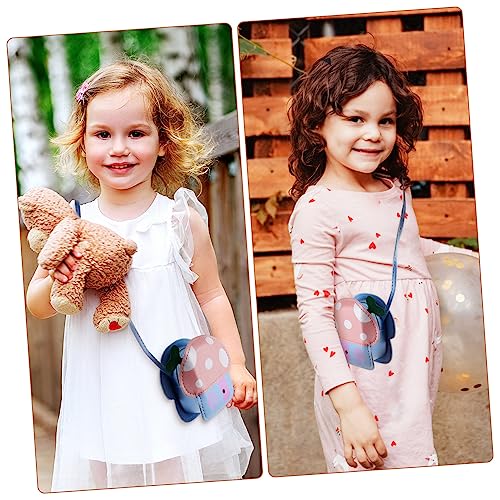 1Pc Light Blue Mushroom Coin Bag Cute Cartoon Change Purse for Boys Shoulder Bag for Storing Coins Snacks Durable PU Material3