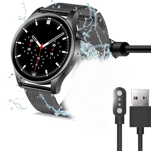 Lamshaw Compatible with VKAROOD Smart Watch Charger, Magnetic USB Charging Cable Replacement Charger Compatible for VKAROOD KC88 1.43 Inches Smart Watch (2 Pack-Black+Black)