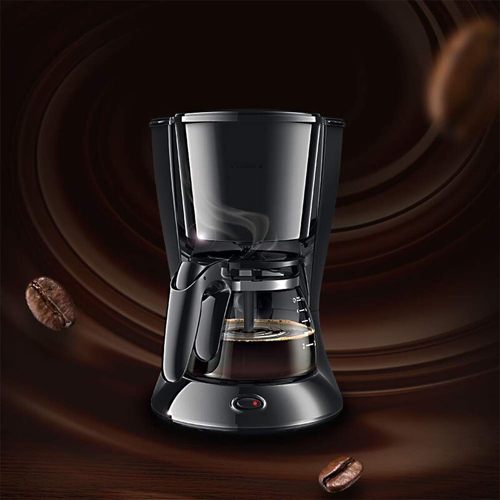 SOVORM Macchina da caffè Macchine da caffè Macchina da caffè a goccia per uso domestico Mini caffettiera Tè americano preparato in metallo (nero) The New