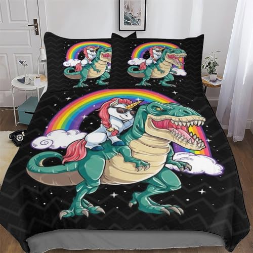 DCCCY Juego de ropa de cama de 2 piezas de microfibra con diseño de dinosaurios, suave, funda nórdica con fundas de almohada (135 x 200 cm)