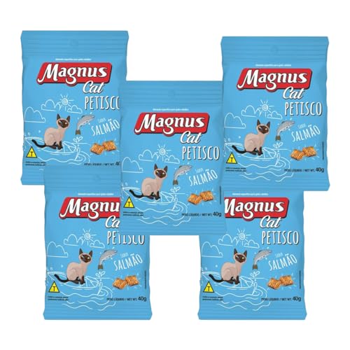 Petisco Gatos Magnus Cat Salmão 40g kit 5 pacotes