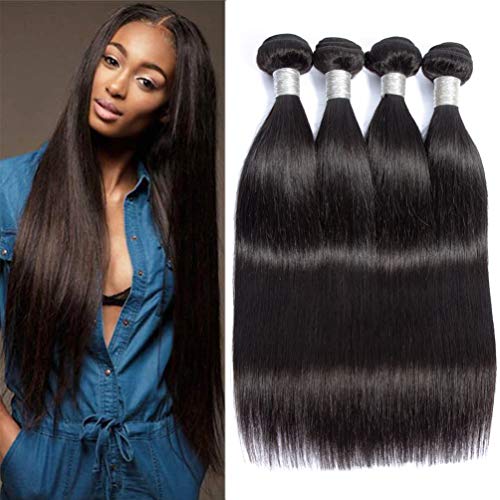 4 Bundles Peruvian Straight Hair 28" 28" 28" 28" Straight Peruvian Virgin Hair Weave Bundles Natural Color 100% Human Hair Extensions Double Wefts 400g/lot