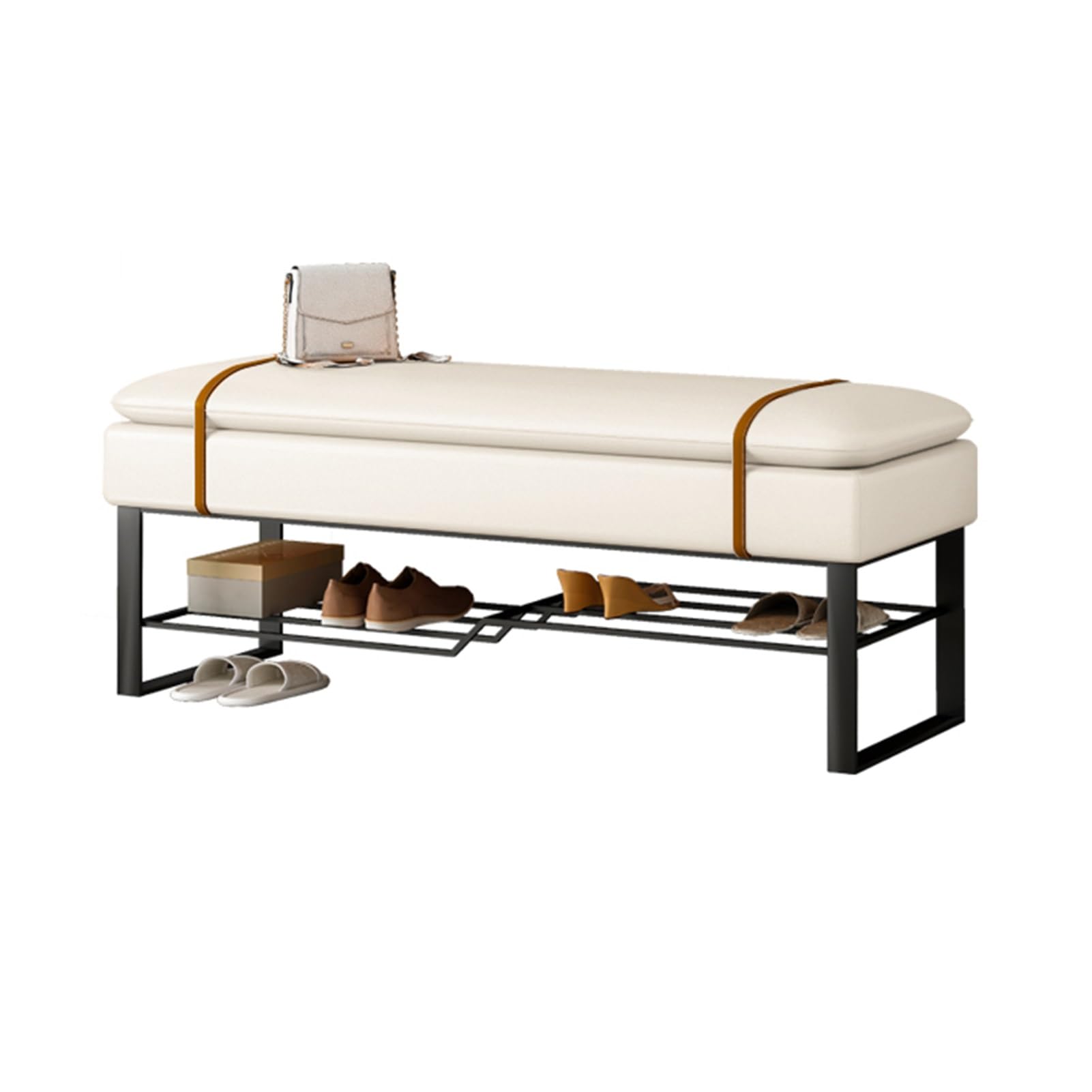 Banc de rangement pour chaussures blanc cassé petit espace avec tiroir entrée et salon