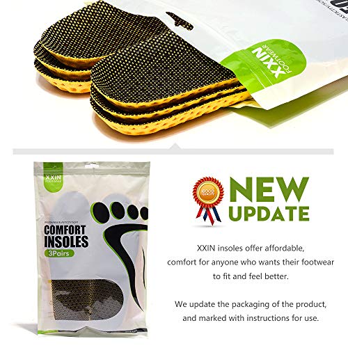 XINIFOOT 3 Pairs Comfortable Breathable Insoles - Comfort Cushioned for Running Walking Hiking, Replacement Comfort Inserts Shoes Pad for Women (US 4-7) — view 2
