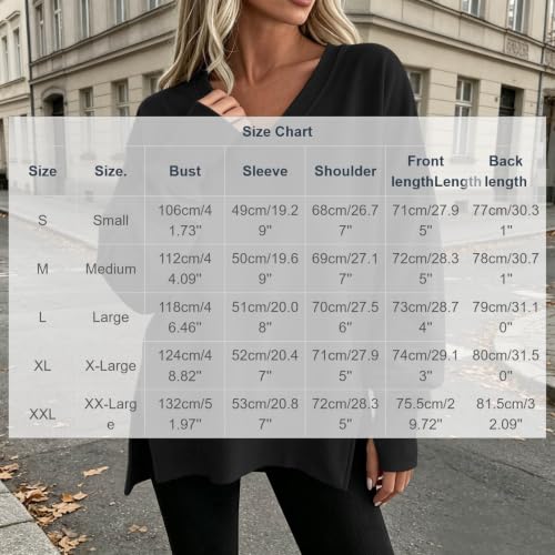 FPMLUXLL Sweatshirt for Women Casual Side Slit V Neck Sweaters Fall Clothes - image 6