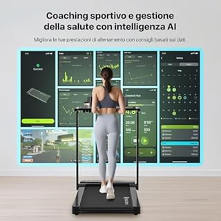 Mobvoi Home Tapis Roulant Ultra AI Intelligente 3 in 1 con Inclinazione del 6%, 12km/h 2,5HP Supporto per Tapis Roulant per Tazza Telefono Laptop Ampia Area di Corsa TicSports Zwift Kinomap 120kg