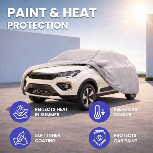 Image of Autofy Tata Nexon Car Cover [Year 2019 Onwards] - Dust & UV Protection Cover with Mirror Pocket Soft Cotton Lining Car Accessories Nexon Car Body Cover