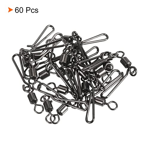 PATIKIL Fishing Rolling Swivel with Hanging Snap, 60 Pack 40lb Stainless Steel Fishing Terminal Tackle, Black - Image 3