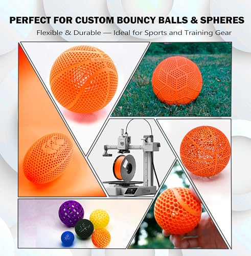 Image of FlexiTough Flexible Filament, Orange, 1.75mm, 1KG | Specifically for Printing Real-Game Bouncy Airless Basketball, 2.2lbs