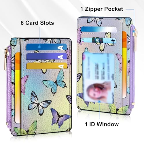 Image of Tipmile Womens Credit Card Holder Wallet, Small Slim RFID Blocking Sleeve | Mini Tiny Cute ID Case, Minimalist Zipper Pocket Wallet, Thin Coin Purse, Mothers Gift