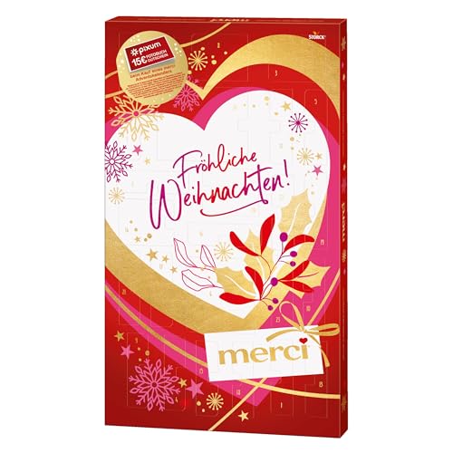 merci Adventskalender 2024 (1 x 263g) – 24 erlesene merci Schokoladen-Spezialitäten – Schoko-Kalender zu Weihnachten mit liebevollen Sprüchen