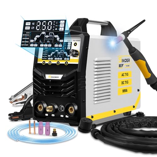 Image of 250A TIG Welder AC/DC with Pulse, 6 in 1 Aluminum Welder AC TIG DC Pulse SPOT Stick Dual Voltage 110V 220V Synergic IGBT Inverter Welding Machine for Automotive Fabrication DIY Home Garage