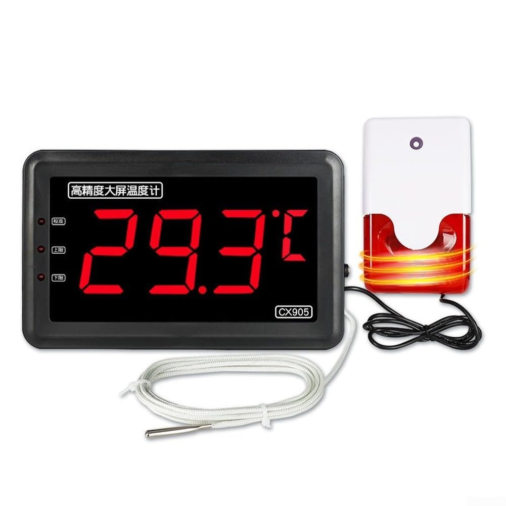 Termometro digitale con sonda grande schermo impermeabile da -50 a 500C | Display a LED, allarmi acustici/visivi, gamma da -50 a 500 C, sonda impermeabile, calibrazione regolabile, acquacoltura e gas