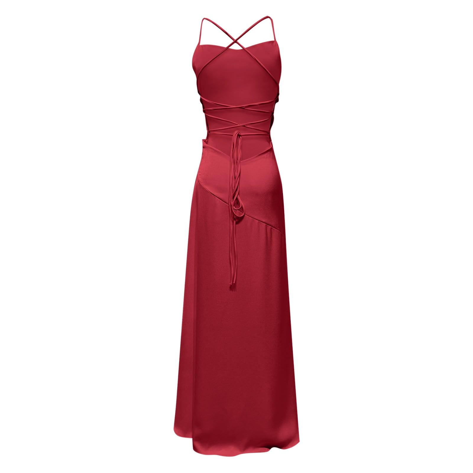 Abito Lungo Donna Sexy con Spalline Sottili Schiena Nuda E Taglio Aderente per Eventi Esclusivi - Vestito Elegante Aperta Slim Fit Serate Speciali per Luna Miele, Anniversari O San