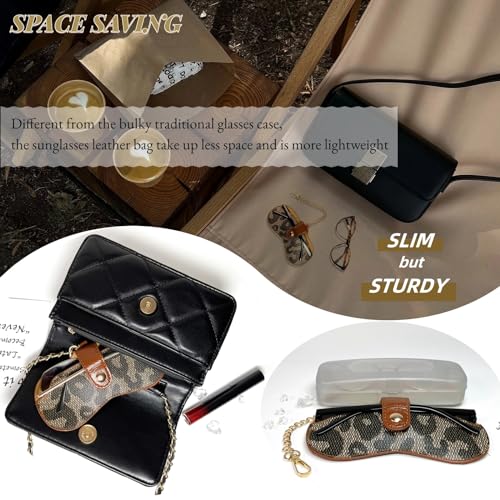 Image of Eyewear Clutch Glasses Case with Clip Soft Leather Sunglasses Bag