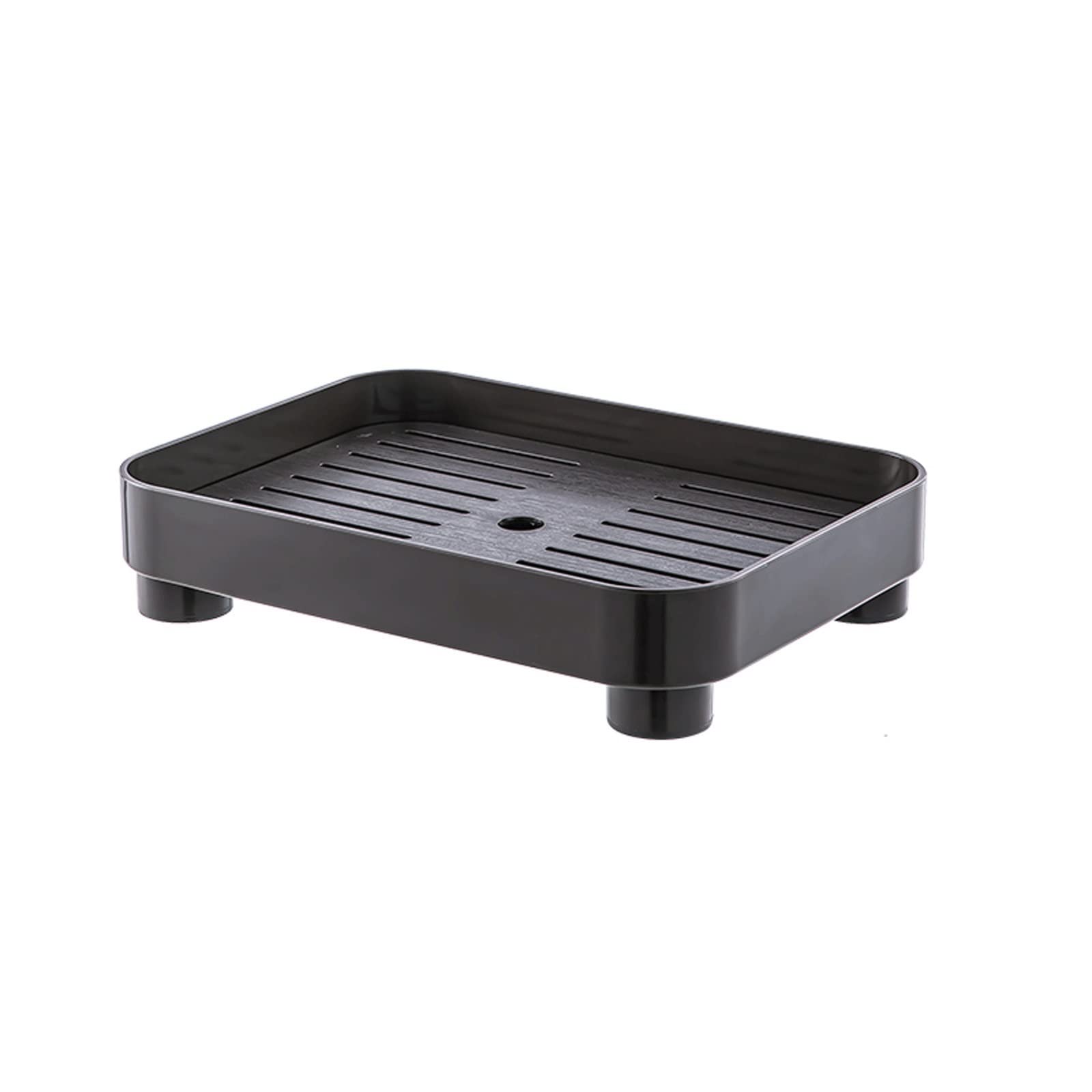 Tea Tray, Grey Double Layer Breakfast Tray Drainage Removable Rectangular Tea Fruit Veg Snacks(C)