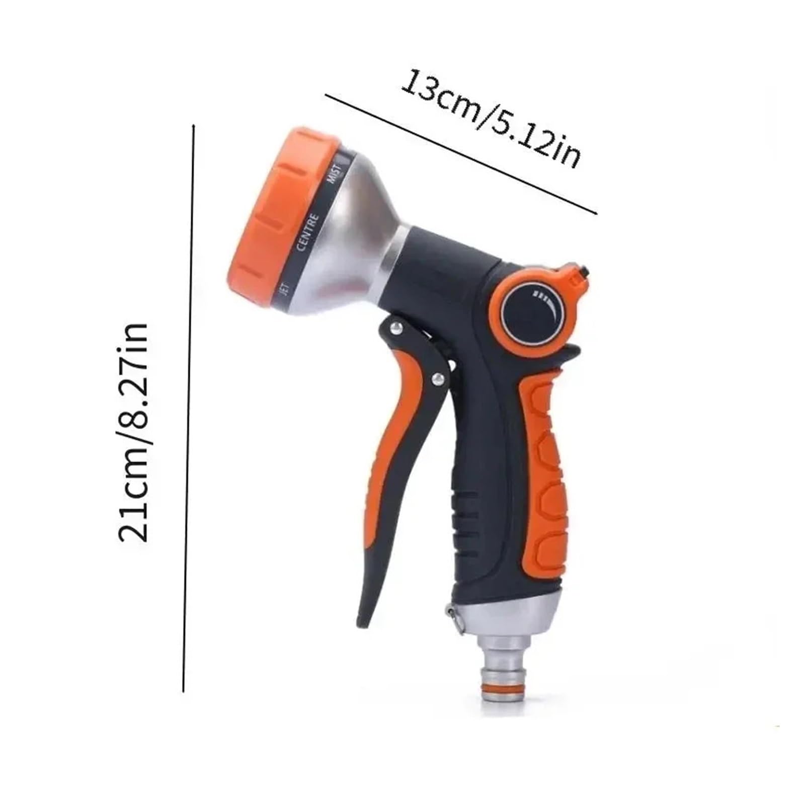 Pistolet d'arrosage avec embout multi-jets, Eau de jardin ABS à 8 modes, buse rotative, pouce, arrosage et lavage voiture avec poignée TPR